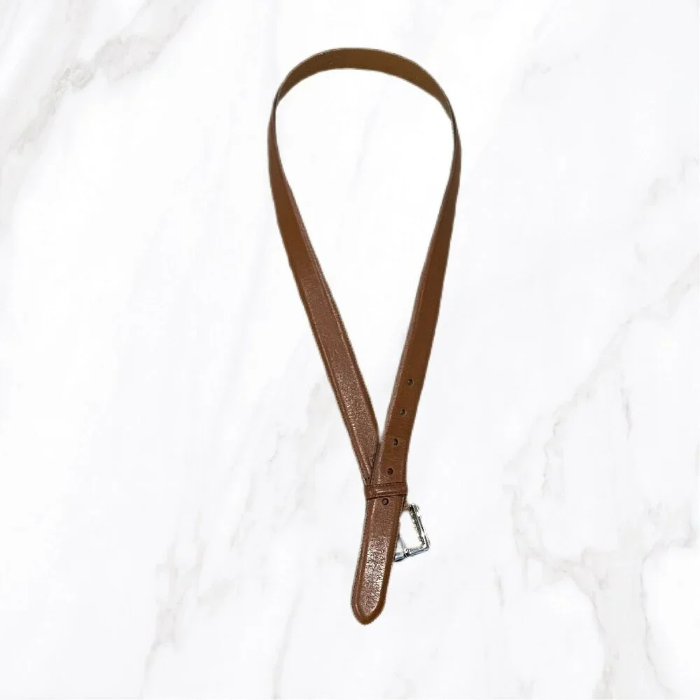 Ralph Lauren Men's Brown 100% Leather Belt‎ Silver Buckle, Size 34